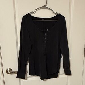 Torrid Black Long Sleeve Henley Top